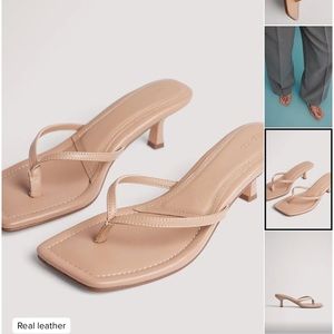 Sheep leather thong heels - NUDE